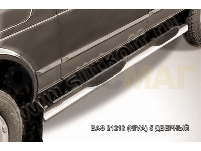 Пороги труба с накладками 76 мм серебристая для Нива ВАЗ 2131 № Nivd005S