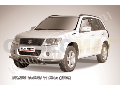 Защита переднего бампера 57 мм с защитой картера Slitkoff для Suzuki Grand Vitara 2008-2011