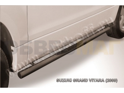Пороги труба с накладками 76 мм чёрная для Suzuki Grand Vitara 3 двери № SGV3D08009B