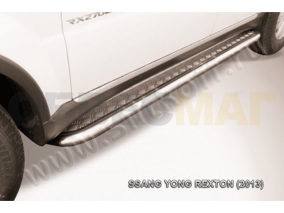 Пороги с площадкой алюминиевый лист 57 мм для SsangYong Rexton № SSRN006