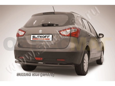 Защита заднего бампера 57 мм чёрная Slitkoff для Suzuki SX4 2013-2021