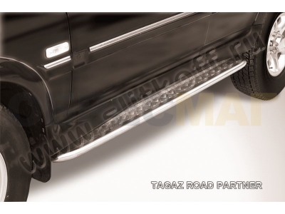 Пороги с площадкой алюминиевый лист 42 мм для Тагаз Road Partner № TARP008