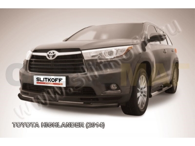 Защита переднего бампера 57 мм чёрная Slitkoff для Toyota Highlander 2014-2016