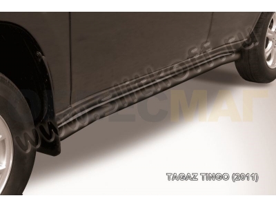 Пороги труба 57 мм с гибами чёрная Slitkoff для Vortex Tingo 2010-2012