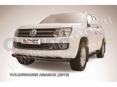 Защита переднего бампера 76 мм чёрная Slitkoff для Volkswagen Amarok 2010-2016