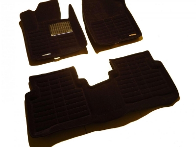 Коврики текстильные 3D Pradar черные с металлическим подпятником для Hyundai Santa Fe № SI 19-00257