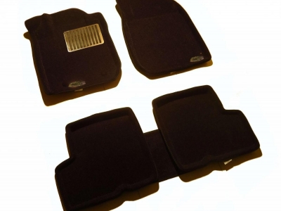 Коврики текстильные 3D Pradar черные с металлическим подпятником для Renault Logan № SI 09-00113