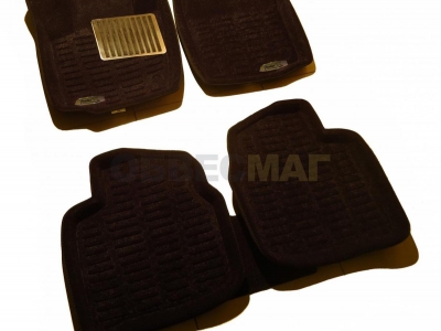 Коврики текстильные 3D Pradar черные с металлическим подпятником для Skoda Rapid № SI 09-00251