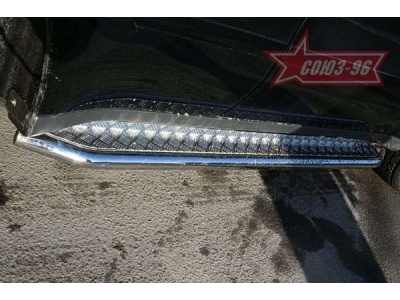 Пороги с площадкой алюминиевый лист 60 мм Союз96 для Chevrolet TrailBlazer 2001-2007