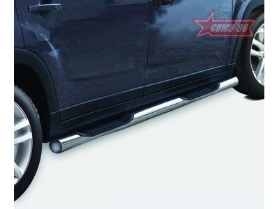Пороги труба с накладками 76 мм Союз96 для Chevrolet Orlando 2011-2021