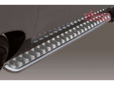 Пороги с площадкой алюминиевый лист 42 мм для Hyundai ix35 № HYIX.82.1061