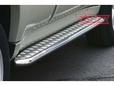 Пороги с площадкой алюминиевый лист 42 мм для Mazda Tribute № MTR5.82.0191