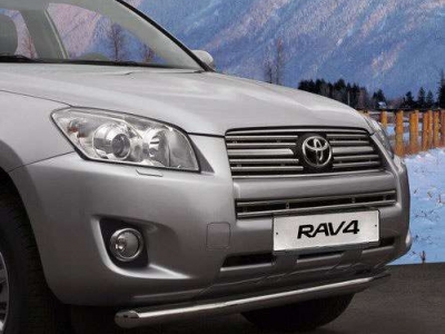 Накладка решётки радиатора верхняя двойная 16 мм черные заглушки для Toyota RAV4 № TRAV.91.2858