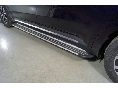 Пороги алюминиевые Slim Line Silver для Kia Carnival № KIACAR21-32S