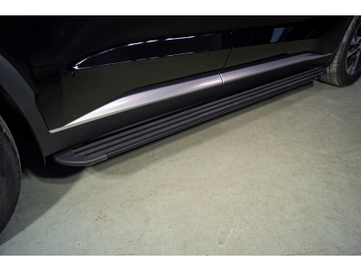 Пороги алюминиевые Slim Line Black для Hyundai Palisade № HYUNPAL21-19B