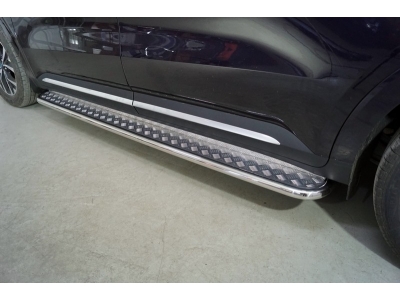 Пороги с площадкой алюминиевый лист 42 мм для Kia Carnival № KIACAR21-25