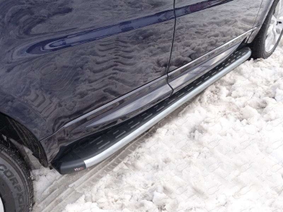 Пороги алюминиевые ТСС с накладкой для Range Rover Sport 2013-2021