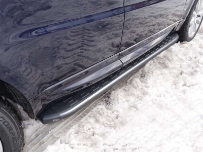 Пороги алюминиевые ТСС с накладкой серые для Range Rover Sport 2013-2021