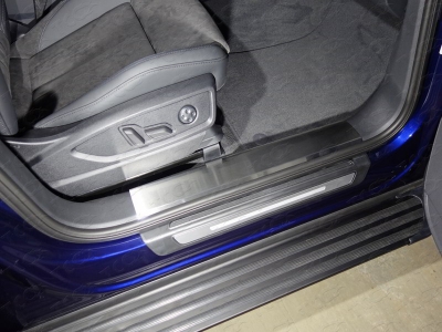 Накладки на пороги на пластик шлифованный лист 2 штуки ТСС для Audi Q5 2016-2021