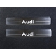 Накладки на пороги на пластик шлифованный лист надпись Audi 2 штуки ТСС для Audi Q5 2016-2021