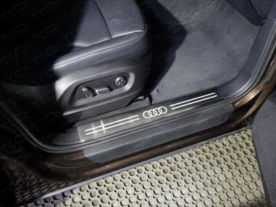 Накладки на пороги на пластик шлифованный лист лого Audi для Audi Q5 № AUDIQ513-10