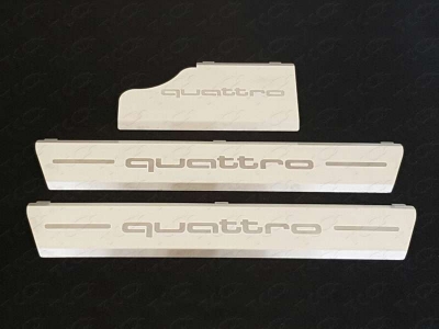 Накладки на пороги шлифованный лист надпись Quattro ТСС для Audi Q7 2015-2021