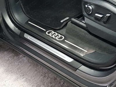 Накладки на пороги шлифованный лист лого Audi для Audi Q7 № AUDIQ715-05