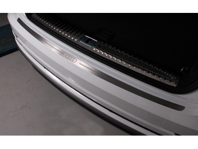 Накладка на задний бампер лист шлифованный надпись логотоп Аudi  ТСС для Audi Q8 2018-2021