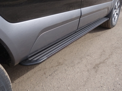 Пороги алюминиевые Slim Line Black ТСС для Mazda CX-7 2010-2013