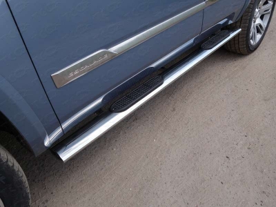 Пороги труба овальная с накладками 120х60 мм ТСС для Cadillac Escalade 2015-2021