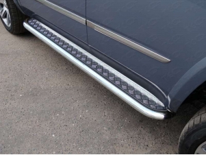 Пороги с площадкой алюминиевый лист 60 мм для Cadillac Escalade № CADESC15-12
