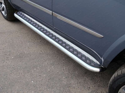 Пороги с площадкой алюминиевый лист 60 мм ТСС для Cadillac Escalade 2015-2021