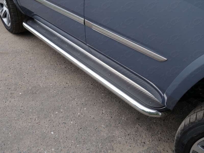 Пороги с площадкой нержавеющий лист 60 мм ТСС для Cadillac Escalade 2015-2021