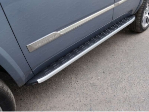 Пороги алюминиевые ТСС с накладкой для Cadillac Escalade № CADESC15-14AL