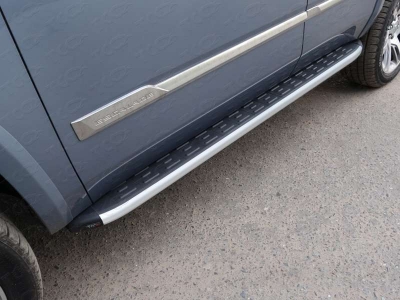 Пороги алюминиевые ТСС с накладкой для Cadillac Escalade № CADESC15-14AL