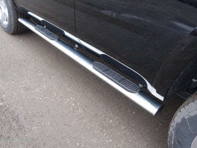 Пороги труба овальная с накладками 120х60 мм для Chevrolet Tahoe № CHEVTAH16-05