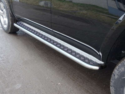 Пороги с площадкой алюминиевый лист 60 мм для Chevrolet Tahoe № CHEVTAH16-06