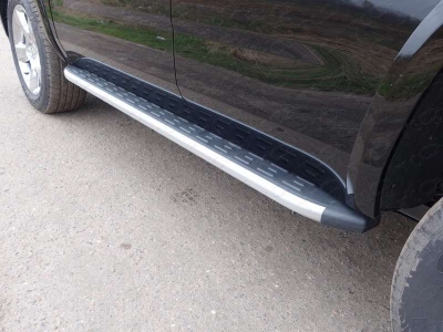 Пороги алюминиевые ТСС с накладкой для Chevrolet Tahoe № CHEVTAH16-09AL