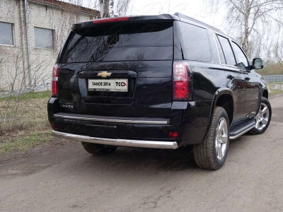 Защита заднего бампера овальная 75х42 мм ТСС для Chevrolet Tahoe 2016-2021