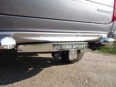 Фаркоп ТСС надпись Pajero Sport, оцинкованный, шар E нержавеющий для Mitsubishi Pajero Sport 2016-2020