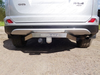 Фаркоп ТСС оцинкованный, надпись Toyota RAV4, шар E нержавеющий для Toyota RAV4 2015-2019