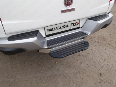 Подножка к порогу ТСС под фаркоп черная 600мм для Fiat Fullback 2016-2021