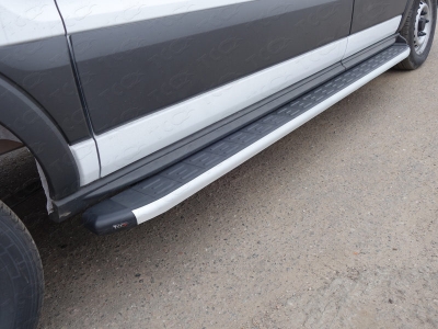 Порог алюминиевый ТСС с накладкой левый 2220 мм для Ford Transit FWD L2 2014-2021