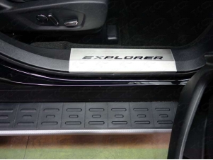 Накладки на пороги шлифованный лист надпись Explorer 2 шт для Ford Explorer № FOREXPL16-25
