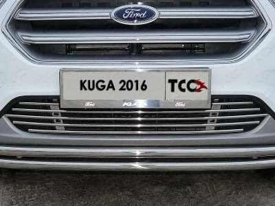 Защита передняя двойная 42-42 мм ТСС для Ford Kuga 2016-2021