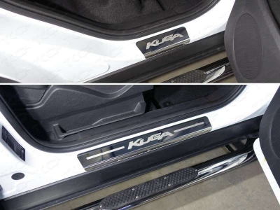 Накладки на пороги зеркальный лист надпись Kuga ТСС для Ford Kuga 2016-2021