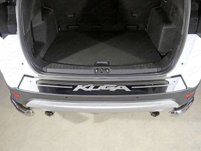 Накладка на задний бампер зеркальный лист надпись Kuga ТСС для Ford Kuga 2016-2021