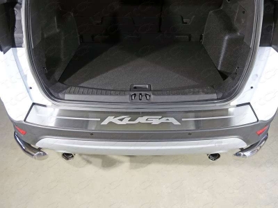Накладка на задний бампер шлифованный лист надпись Kuga ТСС для Ford Kuga 2016-2021