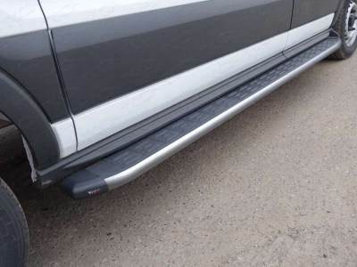 Порог алюминиевый ТСС с накладкой правый серый 2220 мм для Ford Transit 2014-2021