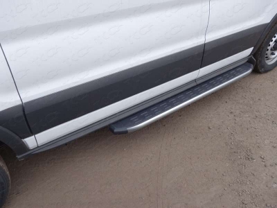 Порог алюминиевый ТСС с накладкой правый серый 1720 мм для Ford Transit № FORTRAN16-07GR